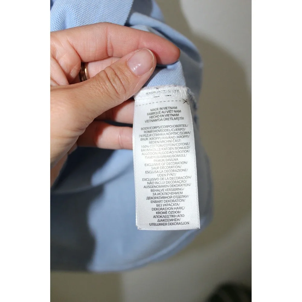 Ralph Lauren Mens Knit Oxford Polo Shirt Light Blue Short Sleeve Size L Pony